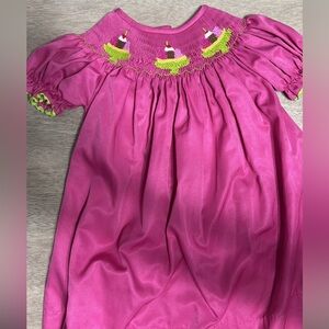Pink Smocked Kids Casual Dress